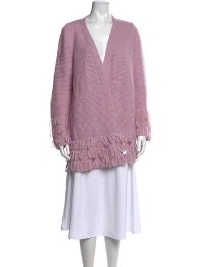 Pre-owned Escada Wool V-neck Sweater In Purple