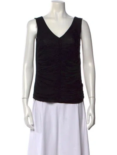 Pre-owned Escada Wool V-neck Top In Black
