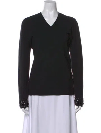 Pre-owned Escada Wool V-neck Top In Black