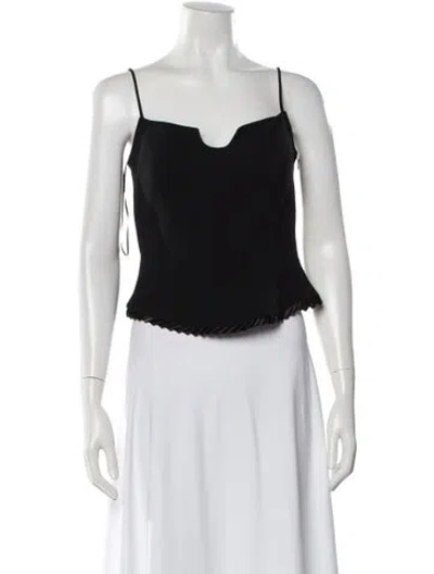 Pre-owned Escada Wool V-neck Top In Black
