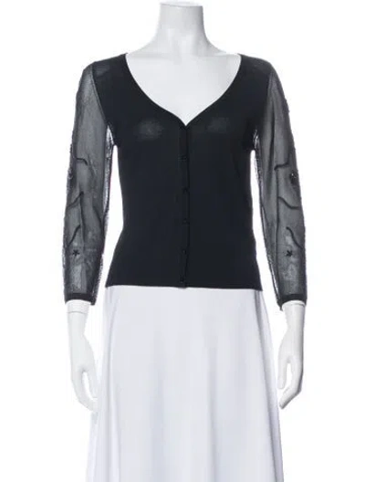 Pre-owned Escada Wool V-neck Top In Black