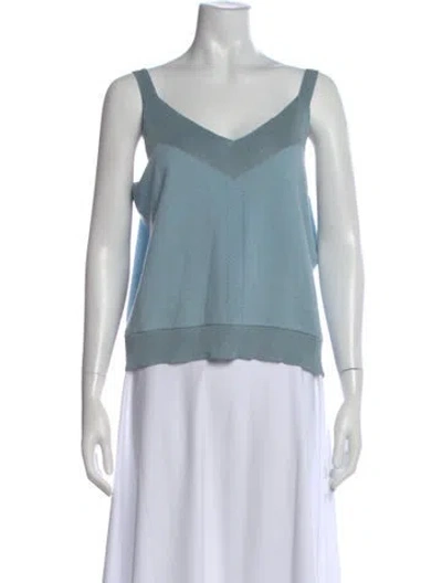 Pre-owned Escada Wool V-neck Top In Blue