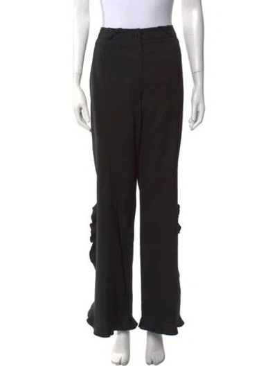 Pre-owned Escada Wool Wide Leg Pants In Black