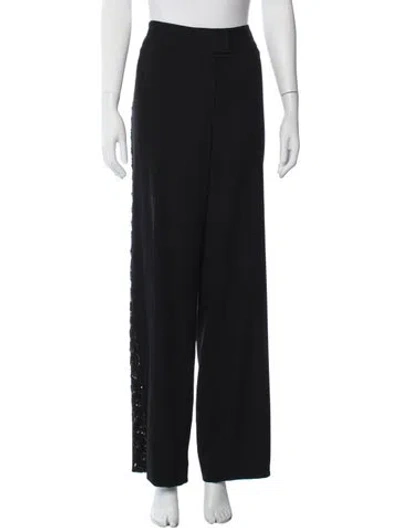 Pre-owned Escada Wool Wide Leg Pants In Black