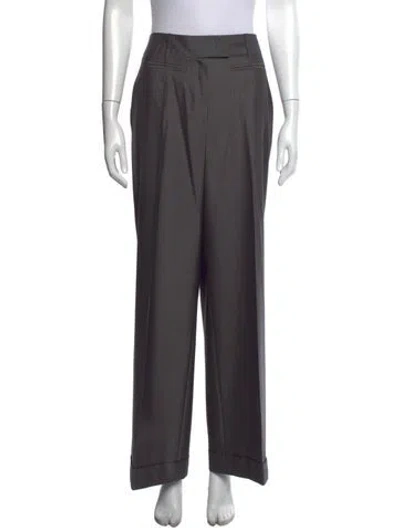 Pre-owned Escada Wool Wide Leg Pants In Grey