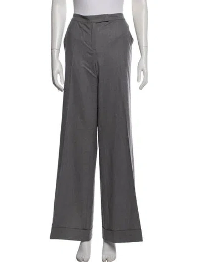 Pre-owned Escada Wool Wide Leg Pants In Grey