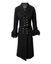 Escada X Margaretha Ley Fur Trimmed Trench Coat In Black Wool In Black
