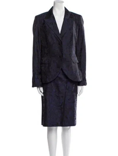 Pre-owned Escada X Neiman Marcus Silk Skirt Suit In Blue
