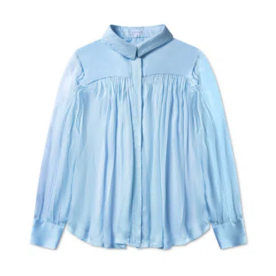 Escale Women's Blue Sheer Sleeve Blouse