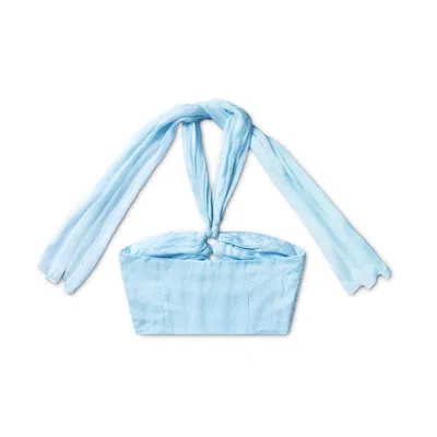 Escale Women's Pastel Blue Halter Crop Top