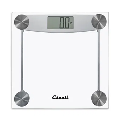 Escali Clear Glass Bathroom Scale In White