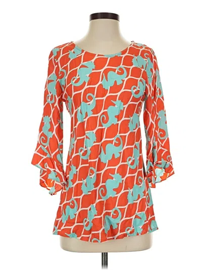 Pre-owned Escapada 3/4 Sleeve Blouse In Orange