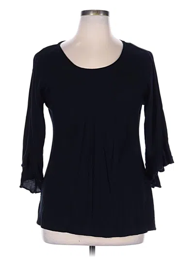 Pre-owned Escapada 3/4 Sleeve Top Black Scoop Neck Tops