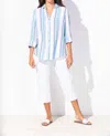 Escape By Habitat 3/4 Sleeve Cotton Button Down Shirt In Palm In Green