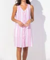 ESCAPE BY HABITAT AWNING STRIPE JETTY DRESS IN GUAVA