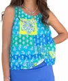 Escape By Habitat Button Back Paisley Patch Tank In Riveria In Blue