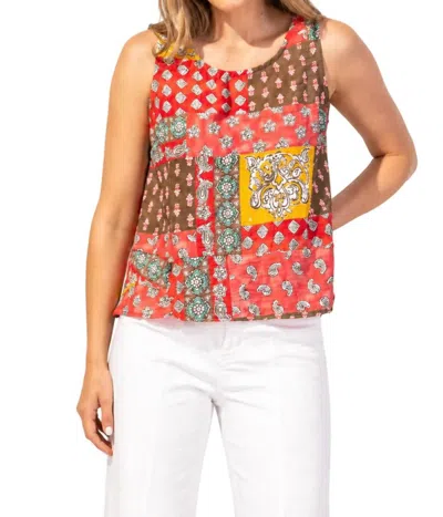 Escape By Habitat Button Back Patchwork Paisley Tank In Coral In Multi