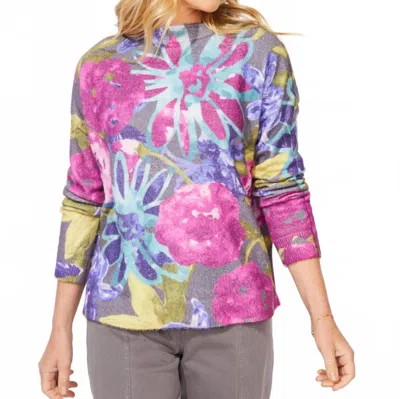 Escape By Habitat Cozy Bloom Roll Neck Sweater In Multicolor In Animal Print
