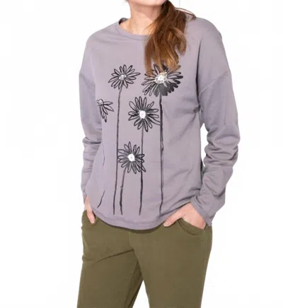 Escape By Habitat Daisy Stem Fleece Pullover In Fog In Multi