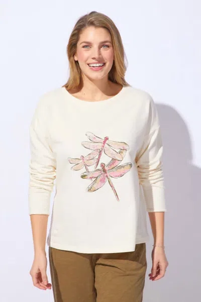 Escape By Habitat Destination Dragonfly Fleece Pullover In Ivory In White