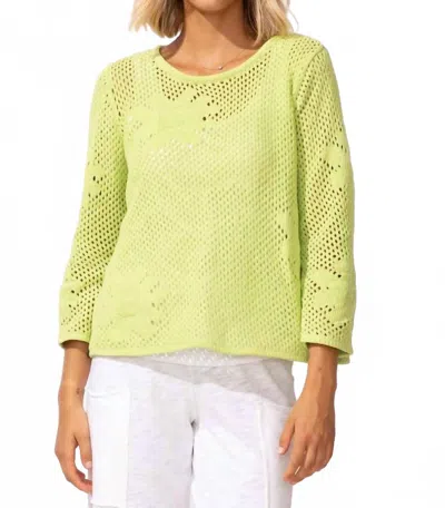 Escape By Habitat Floral Crochet Easy Pullover In Kiwi In Yellow
