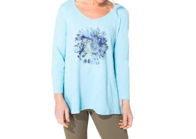 Escape By Habitat Floral V-neck Tunic In Sky Blue
