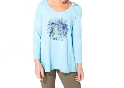 Escape By Habitat Flower V-neck Tunic Top In Sky Blue