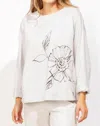 Escape By Habitat Graphic Floral Cotton Pullover In Dune