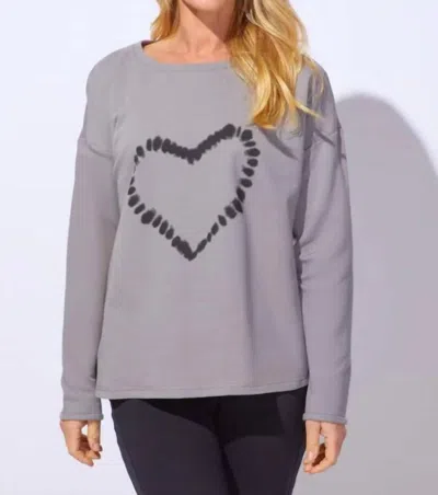 Escape By Habitat Heart Printed Cotton Fleece Pullover In Fog In Gray