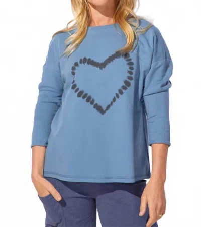Escape By Habitat Heart Printed Cotton Fleece Pullover In Indigo In Blue