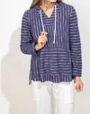 Escape By Habitat Island Stripe Terry Hoodie In Navy In Blue
