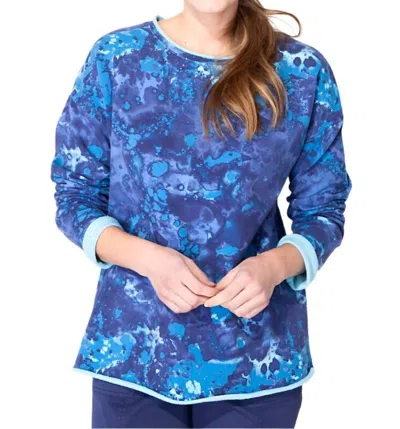 Escape By Habitat Marble Washed Fleece Pullover In Lapis In Blue