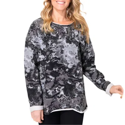 Escape By Habitat Marble Washed Fleece Pullover Top In Fog In Multi