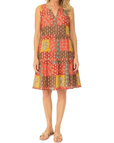 Escape By Habitat Patchwork Paisley Dress In Coral In Orange