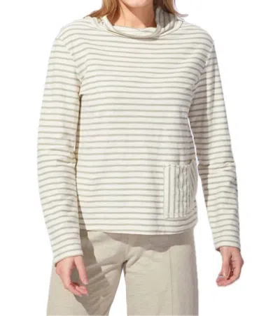 Escape By Habitat Santa Barbara Stripe Chill Funnel Neck Top In Ivory In Multi