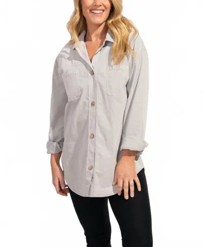 Escape By Habitat Stretchy Micro-cord Shacket In Dune In Grey
