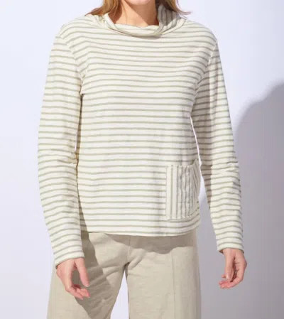 Escape By Habitat Stripe Chill Funnel Neck Top In Ivory In White
