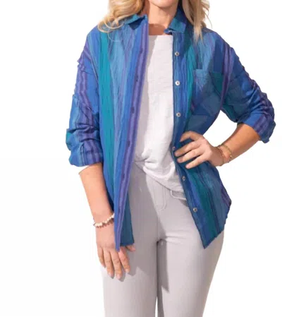 Escape By Habitat Striped Boyfriend Shirt In Coastline In Multi