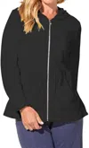 Escape By Habitat Terry Zip Front Beach Hoodie In Black In Black