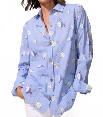 Escape By Habitat Tropical Fish Pool Party Blouse In Hightide In Blue