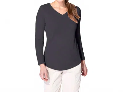 Escape By Habitat Waffle Knit Hi Lo V Neck Top In Black