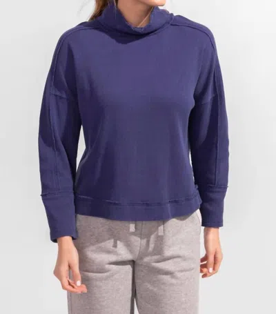 Escape By Habitat Waffle Knit Mock Turtleneck In Navy In Blue