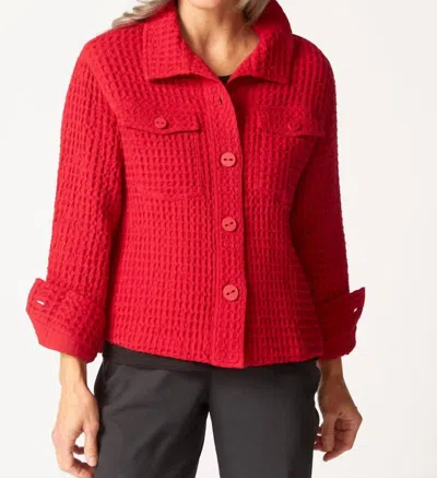 Escape By Habitat Washed Honeycomb Shacket In Ruby In Red