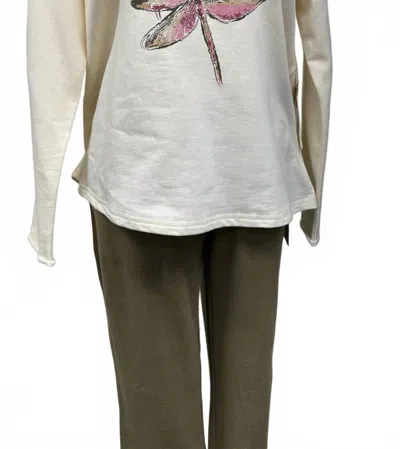 Escape By Habitat Women's Fleece Dragonfly Pullover Top In Cream In White