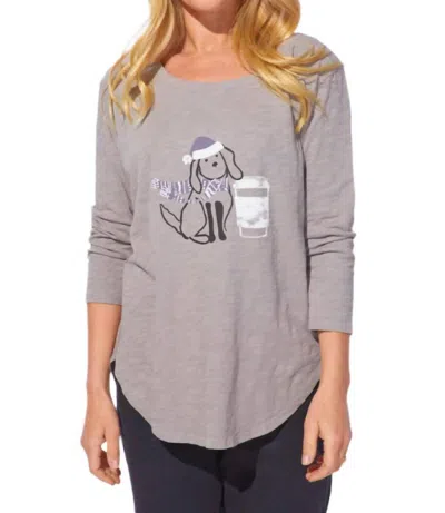 Escape Latte Puppy Boxy Tee In Fog In Gray