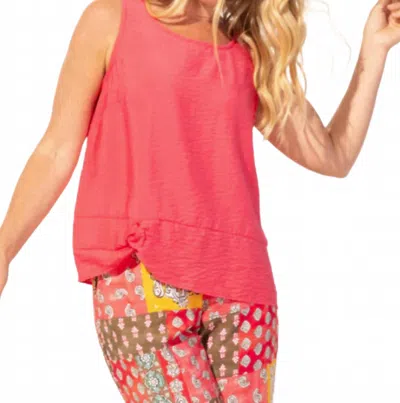 Escape Regatta Rayon Buttonback Top In Punch In Pink