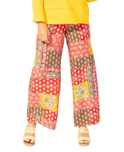 Escape Regatta Rayon Paisley Vacay Pant In Coral In Red