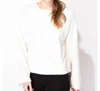 Escape Rib Knit Snuggly Pullover Top In Ivory In Multi