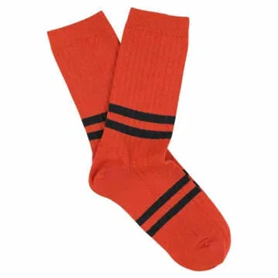 Escuyer Orange Off Black Stripes Socks