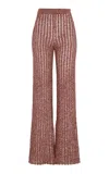Escvdo Aija Cotton Crochet Flare Pants In Brown